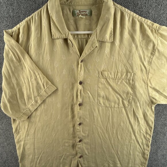 Tommy Bahama Silk Short Sleeve Button Up Shirt Men Beige Floral Print Hawaii XL - Picture 1 of 16